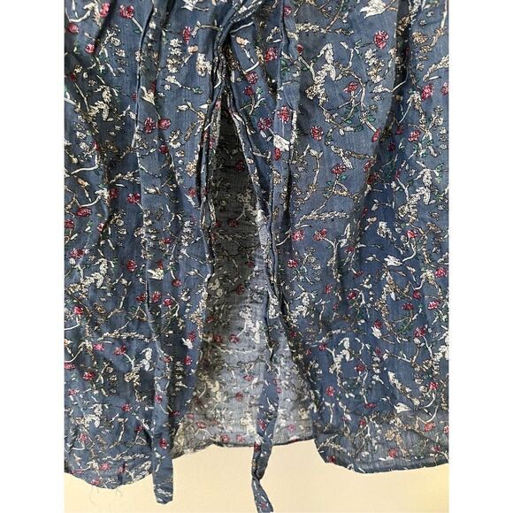 Milkweed Floral Blue Off The Shoulder Open Back Short‎ Sleeve Top - Picture 4 of 4